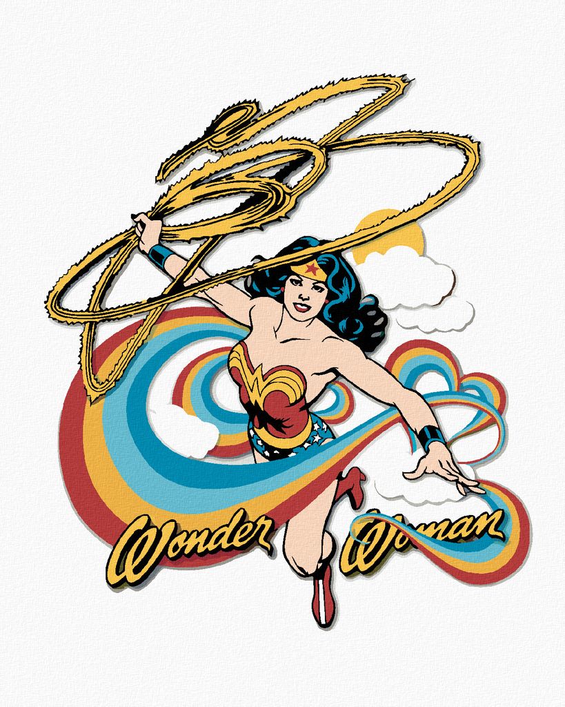 Zuty - Malen nach Zahlen - WONDER WOMAN REGENBOGEN IV, 40x50 cm, mit Keilrahmen (bereits gespannt)