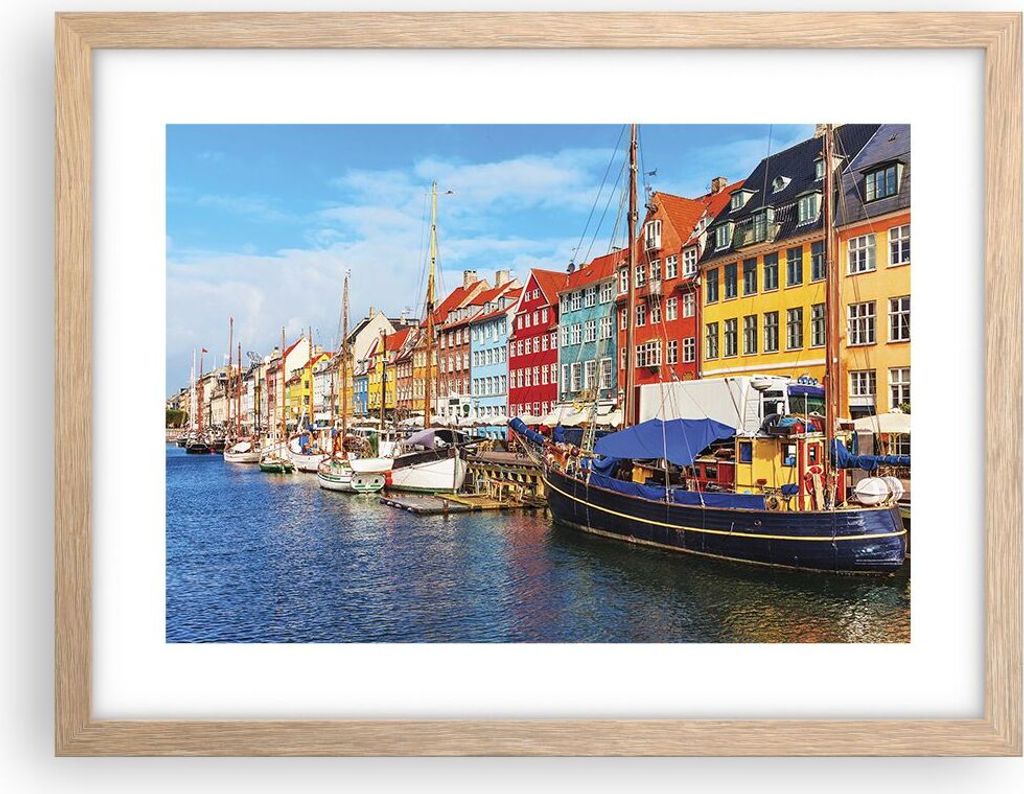 Gerahmtes Poster - Rahmen in heller Eiche - Kopenhagen Produktbild 