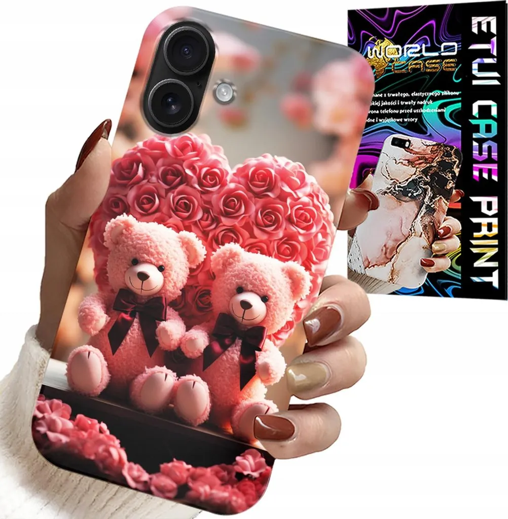 Cover iPhone 16 Kawaii Bear Pink + Glass - L'Accessorio Must-Have