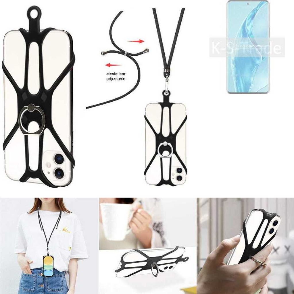 K-S-Trade 3in1 Handykette Handyband Handykordel Halsband Smartphone-Ring Handy-Ring kompatibel mit Xiaomi 12S Ultra Fingerhalterung Handyring