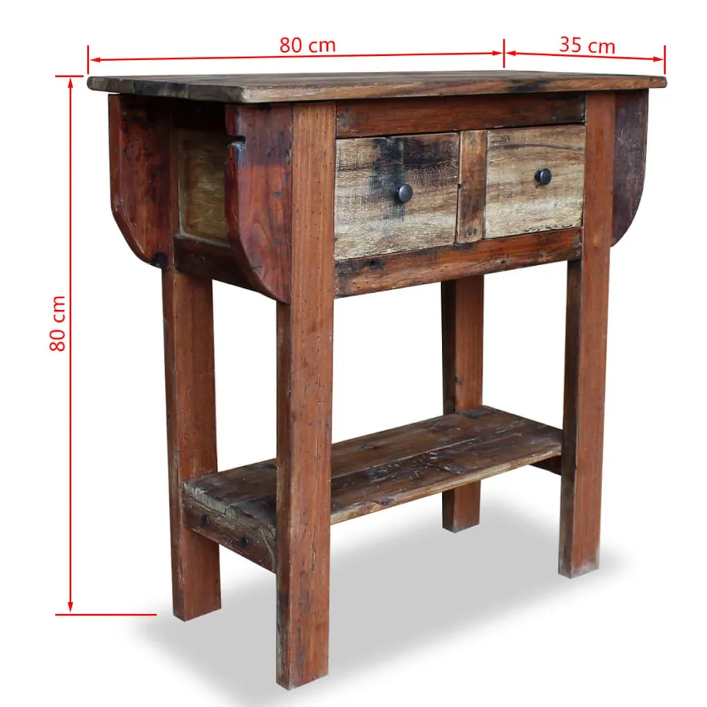 Table console en bois de récupération 80 cm - Meuble d'entrée rustique - 6