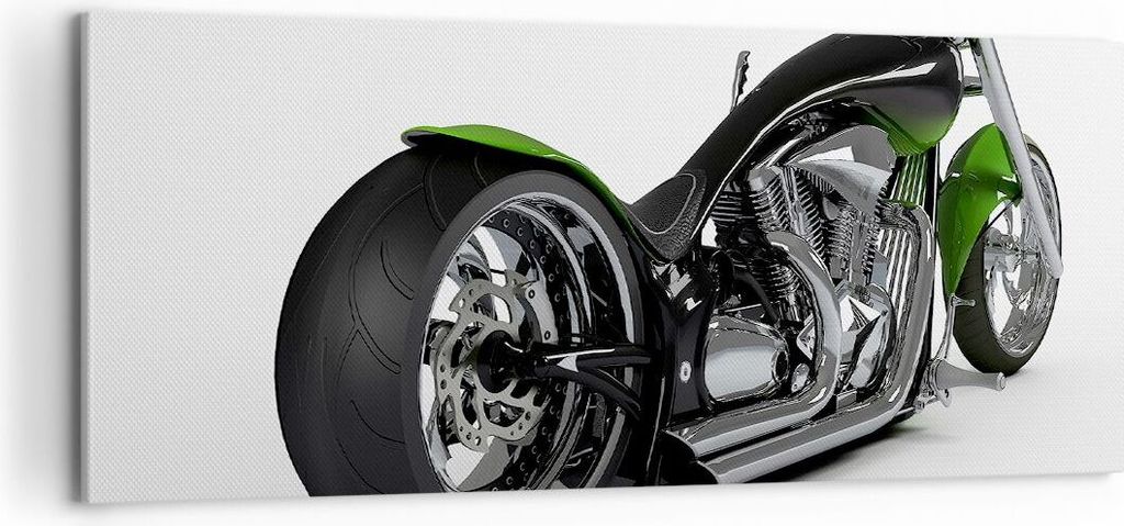 Bild auf Leinwand - Leinwandbild - Motorrad Chrom Schlauch Reise - 100x40cm - Wand Bild - Wanddeko - Leinwanddruck - Bilder - Kunstdruck - Wanddeko...