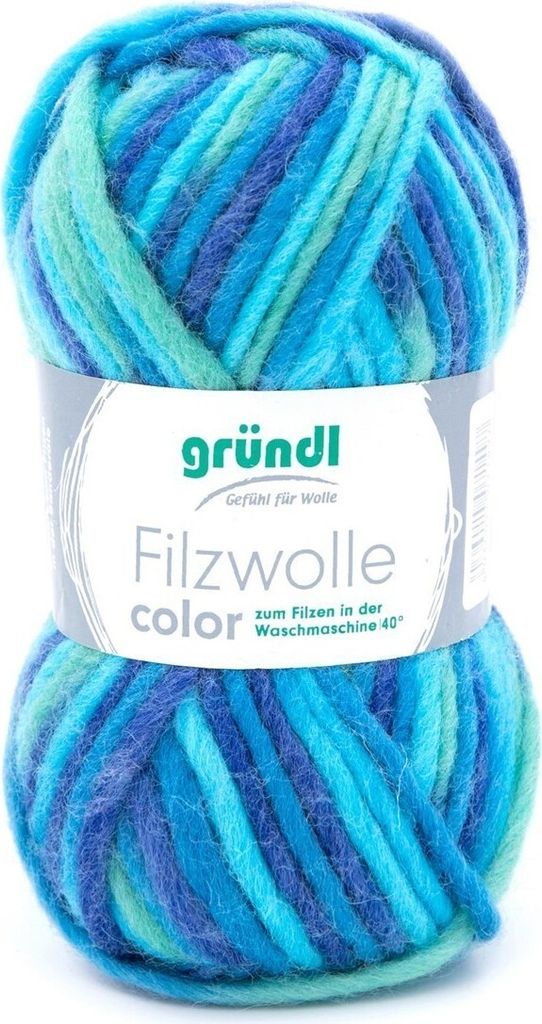 Gründl Filzwolle color, 50 Gramm,100 % Schurwolle, Filzen in der Waschmaschine 38 Pool