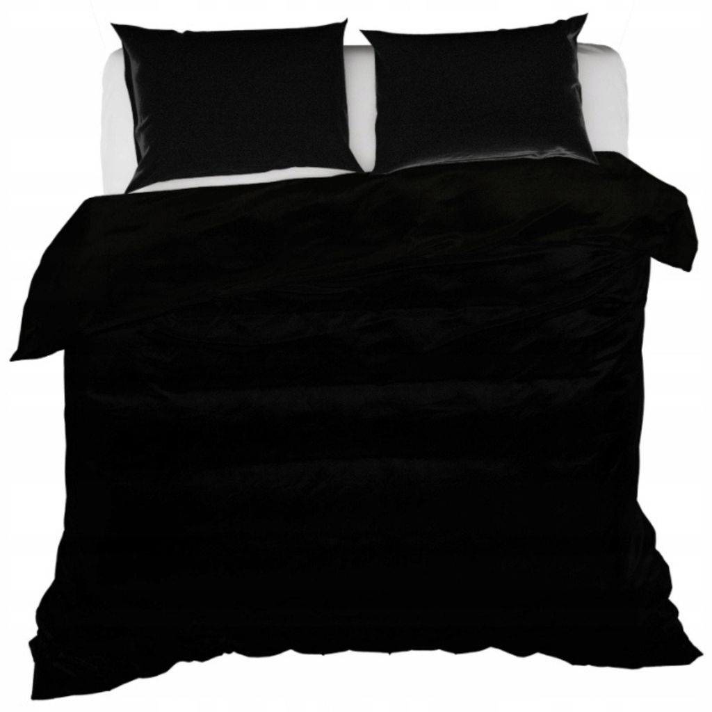 Bettwäsche-Set - Bettdecke und Kissen - Schwarz - 150x200+2x50x60 cm - aus Microfaser - Satin