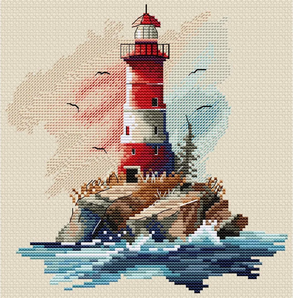 HobbyJobby Kit Punto Croce Contato Summer Lighthouse 18x18cm Zweigart