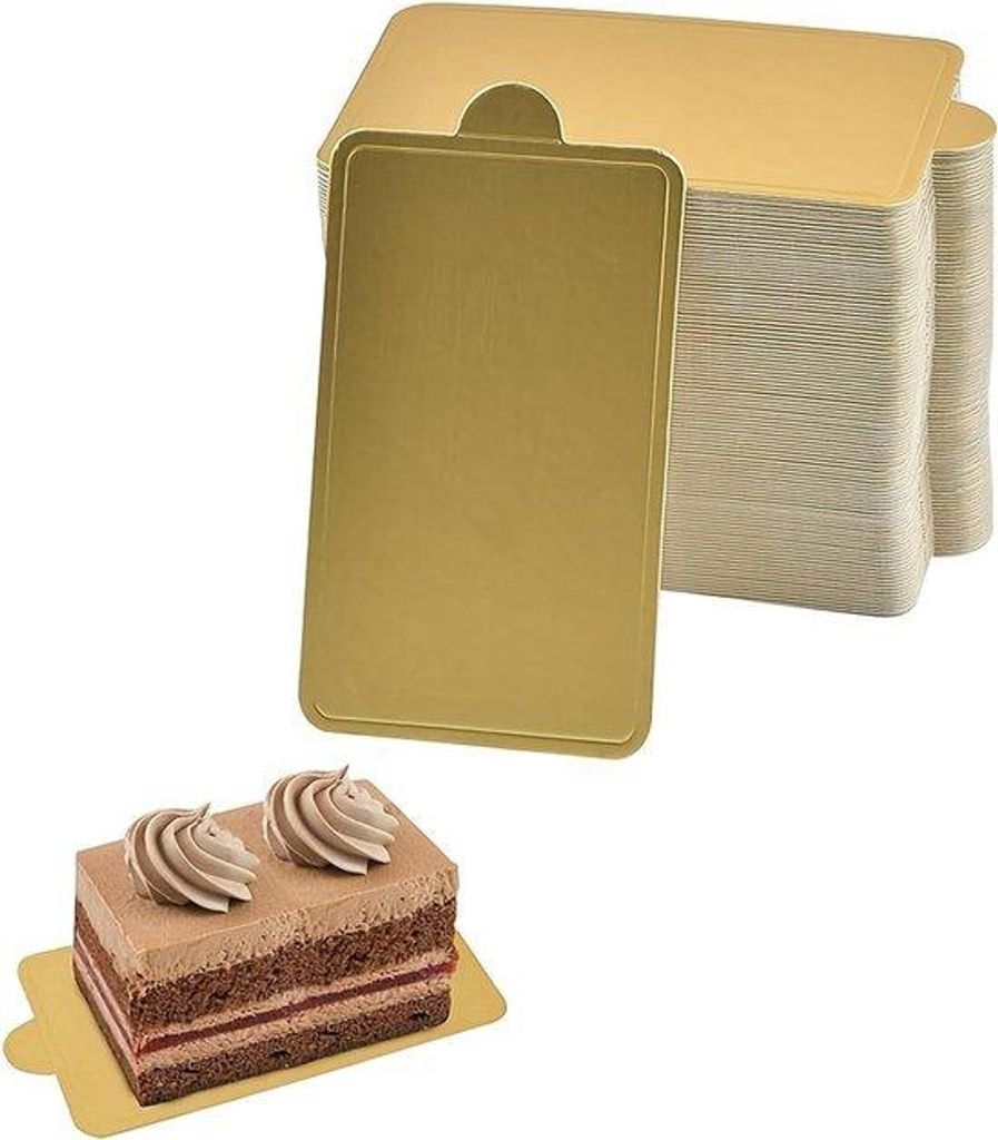Goldene Rechteckige Tortenplatte 10x6cm für Hochzeit und Geburtstag