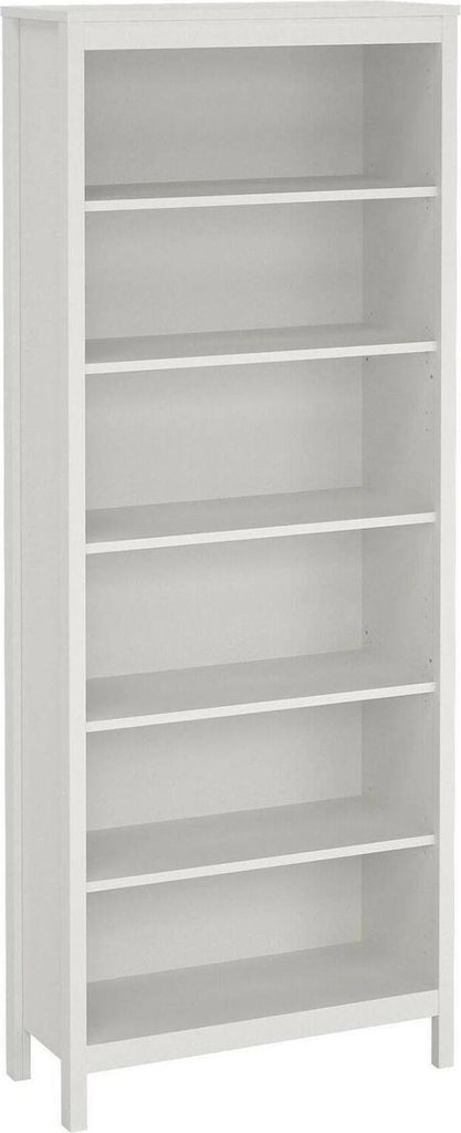 Bücherregal Mariette, Büroregal, Mobiler Buchhalter, Bücherbrett, 78x33 h199 cm, Weiß