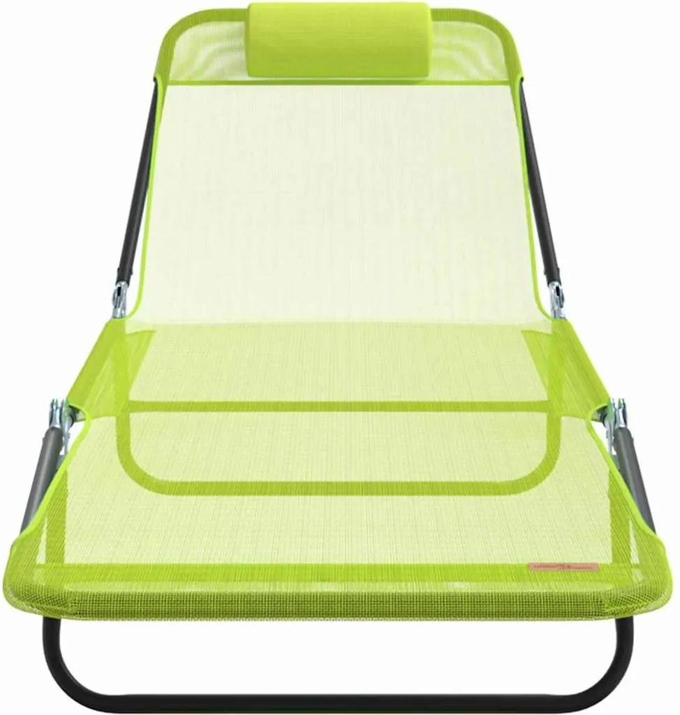 Lit de soleil pliable vert 182x55x85,5 cm avec structure métal robuste - 4