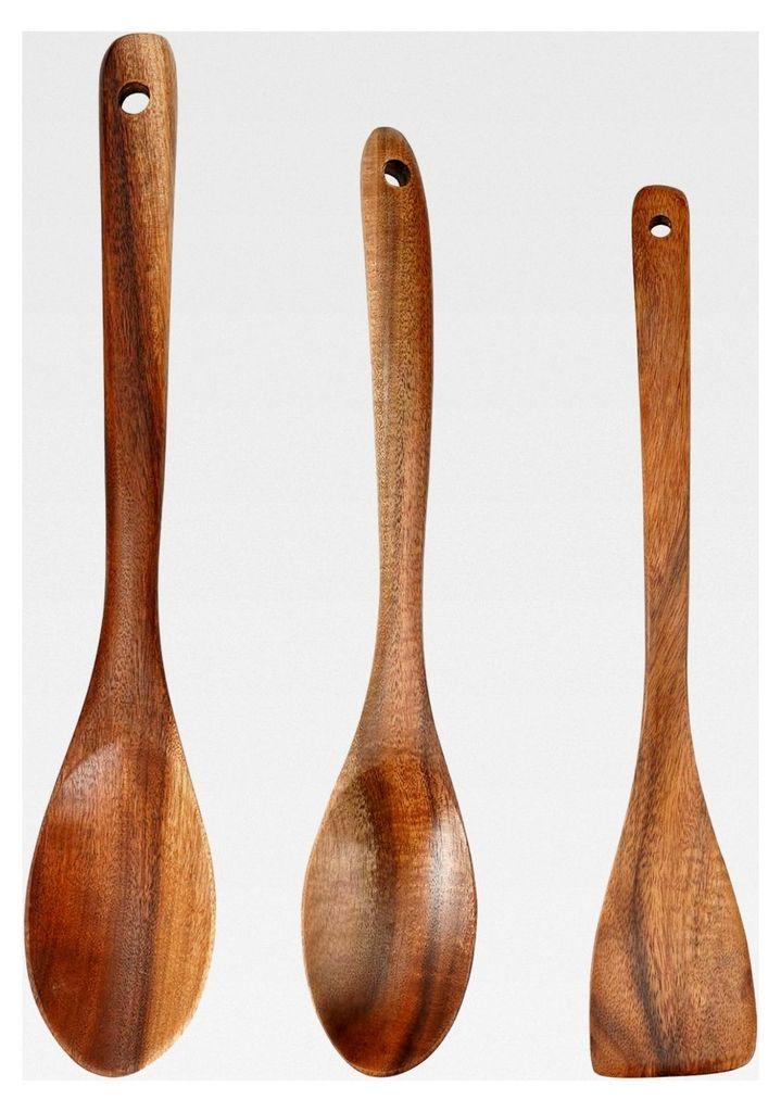 3 Stück Holzkochlöffel, 30 cm, Holzspatel, Pfannenwender aus Olivenholz, Holzschaufel mit Griff, Antihaft-Mischlöffel für die Küche