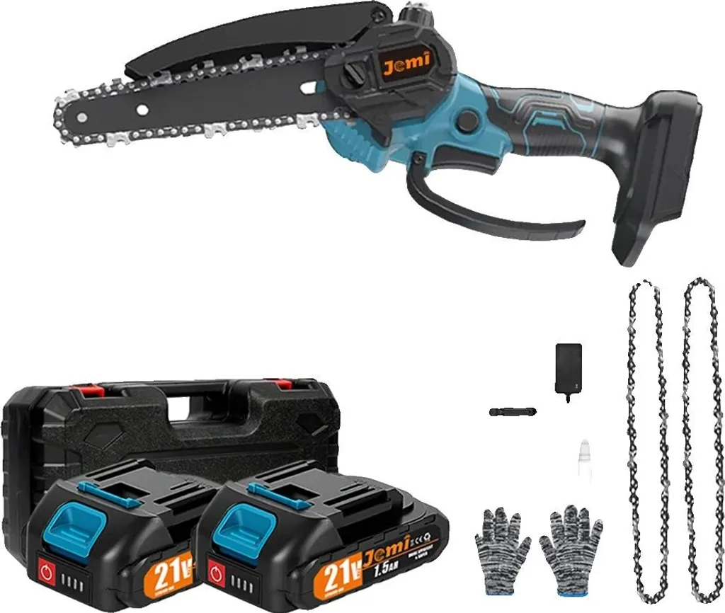 Mini tronçonneuse à batterie pour jardinage - Kit complet 2 chaînes