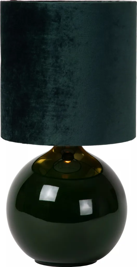 Lampe de table Esterad Lucide en verre avec abat-jour vert culot E14