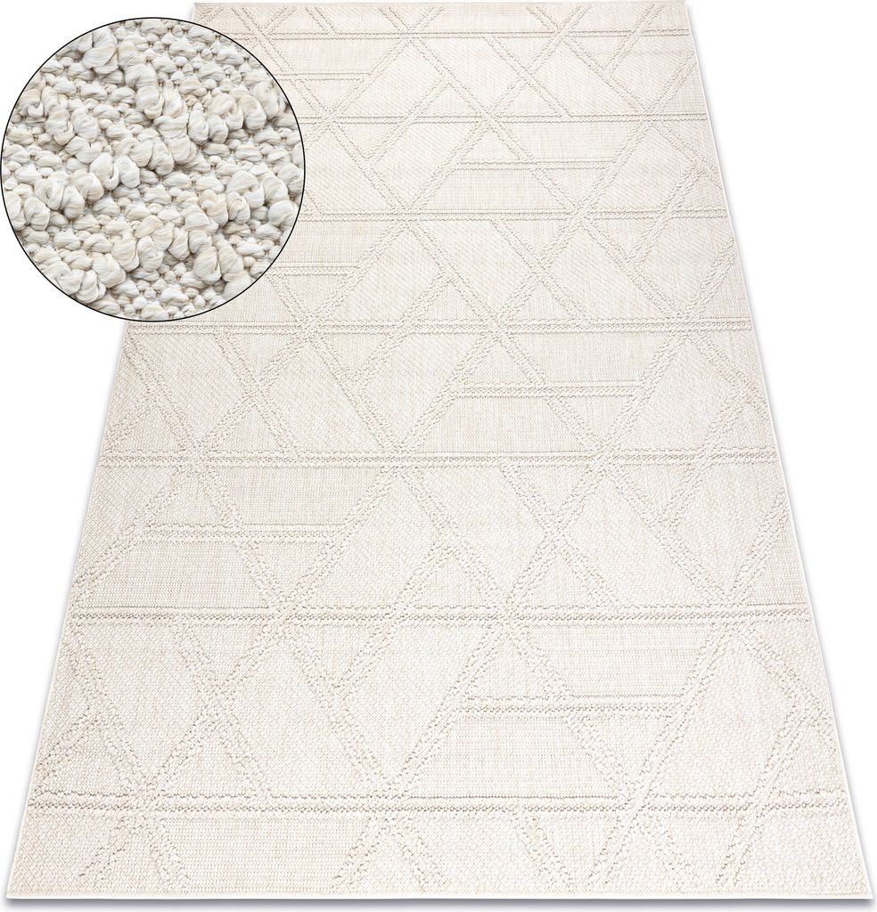 Teppich JERSEY 19241 creme - Rauten, geometrisch, struktur, Schleife BOHO beige 200x290 cm