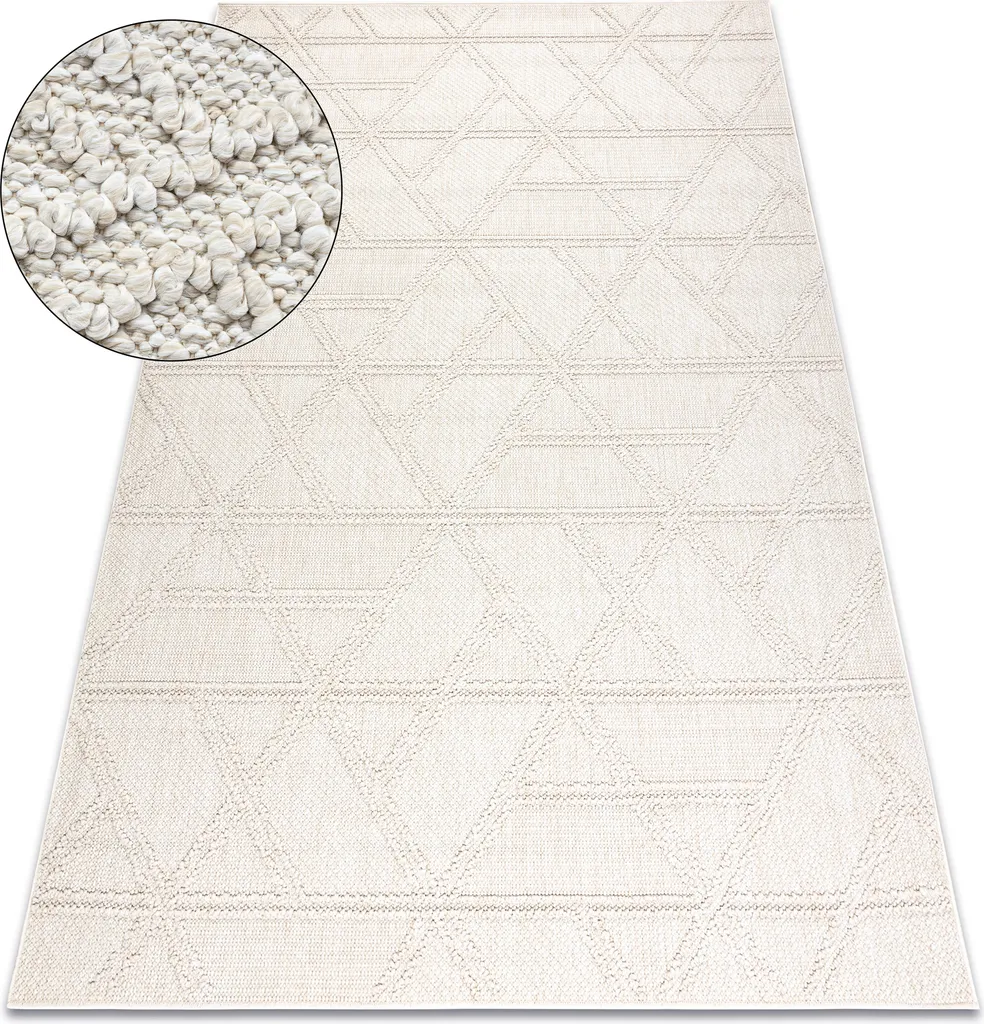 Tapis de Sol Crème JERSEY 19241 à Reliefs et Motifs Géométriques Boho
