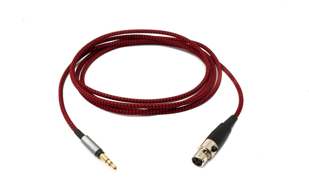 SYSTEM-S Audio Kabel 150 cm 3.5 mm Klinke Stecker zu Mini XLR Buchse geflochten in Rot