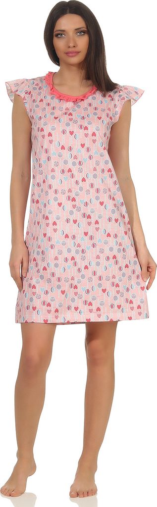 Damen Nachthemd kurzarm im verspielten Lolli Lutscher lollipop Design ; rosa , 40