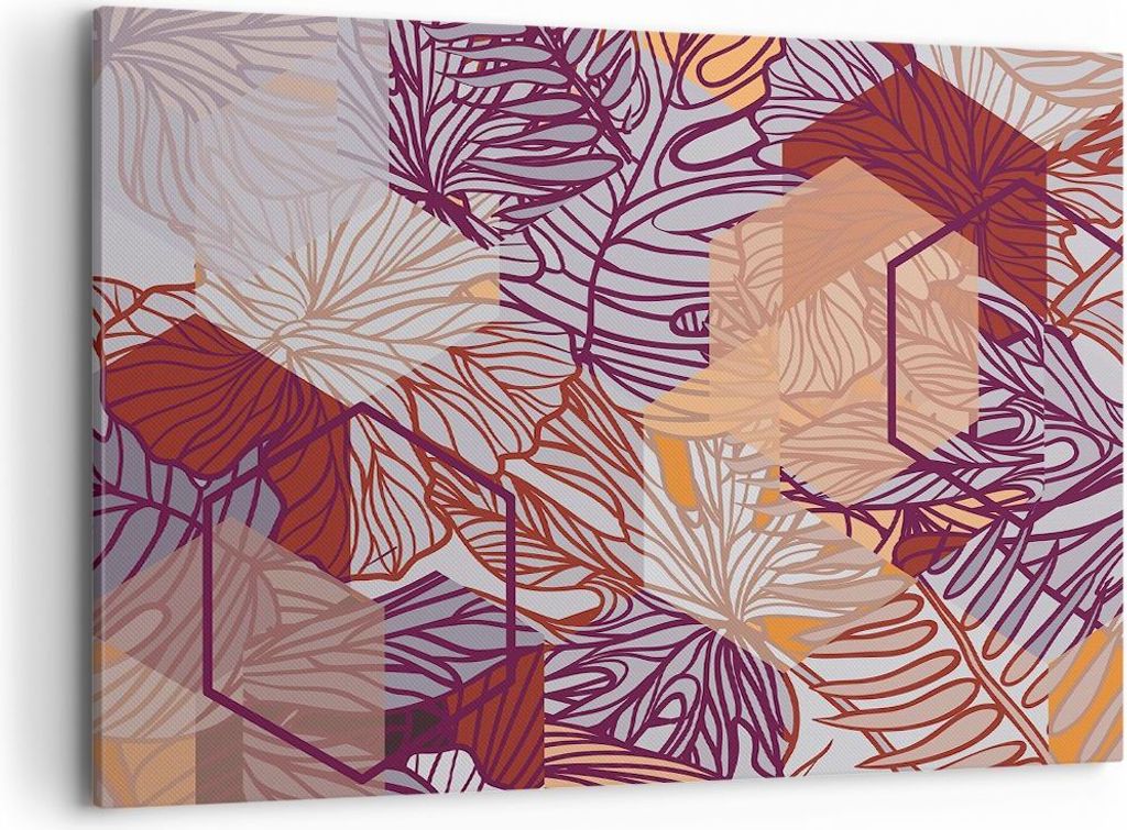 Bild auf Leinwand - Leinwandbild - Blatt Pflanze Blume - 100x70cm - Wand Bild - Wanddeko - Leinwanddruck - Bilder - Kunstdruck - Wanddekoration - L...
