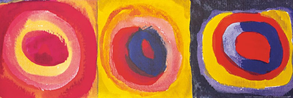 Wassily Kandinsky Kunstdruck Bild - Farbstudie, Quadrate Mit Konzentrischen Ringen, 1913 (53 x 158 cm)