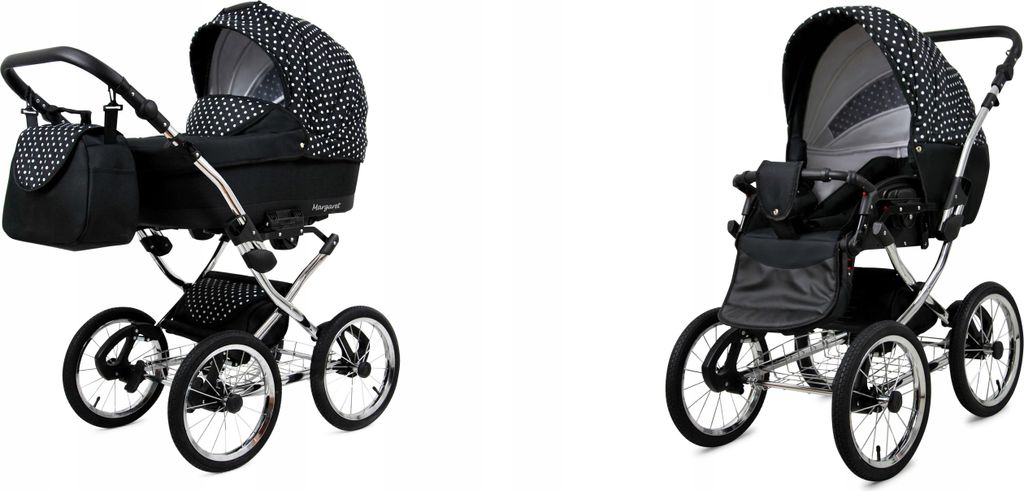 BabyLux Margaret Exclusive | 2in1 Kinderwagen Set | White Dots | Kombikinderwagen | Kinderwagen