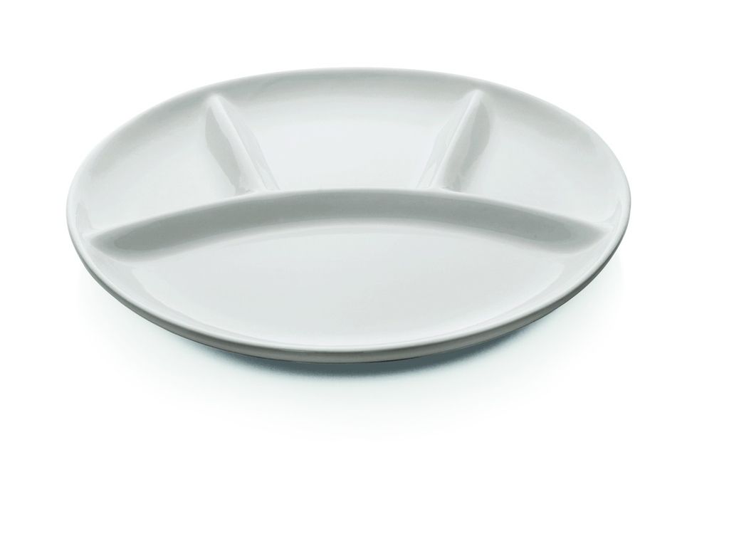 Fondueteller 4-fach Unterteilung Ø 25 weiß, Porzellan