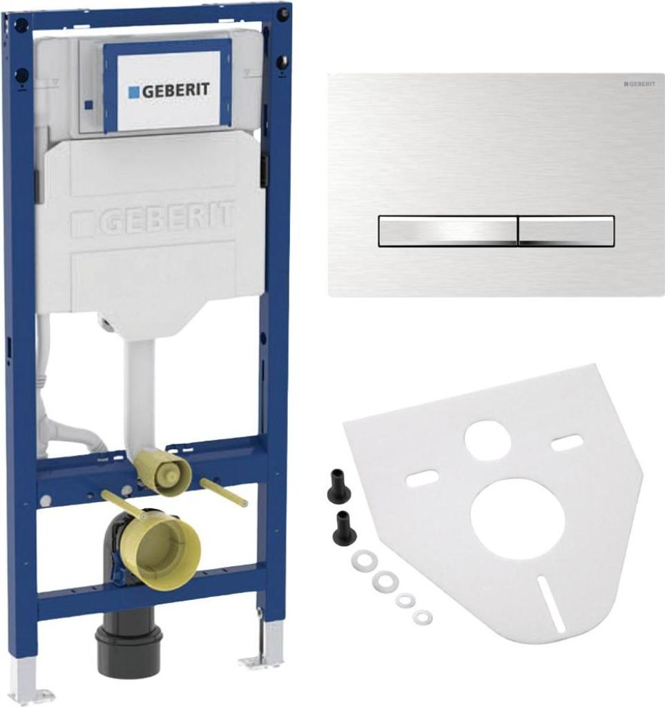 BADfabrik24 Geberit Duofix Vorwandelement 112 cm mit Sigma UP-Spülkasten 12 cm + Sigma50 Betätigungsplatte Metall verchromt / gebürstet inkl. Mo...