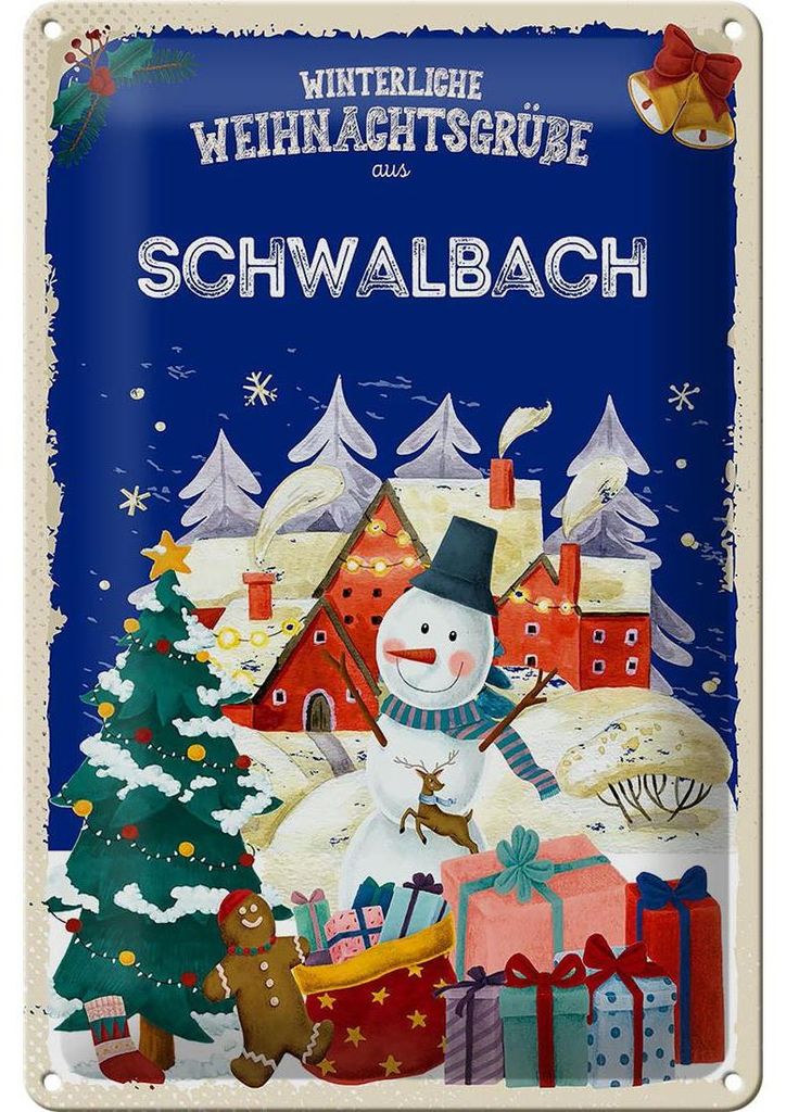 Blechschild Weihnachtsgrüße SCHWALBACH 20x30cm