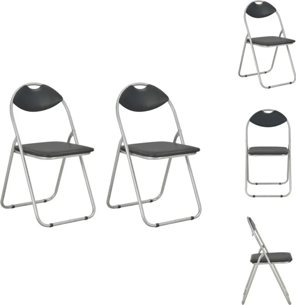 vidaXL Sedie Pieghevoli in Ecopelle Nera 2 pz | Arredo Contemporaneo
