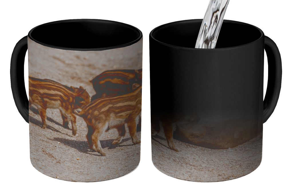 KitchenYeah Zauber Tasse Zaubertasse Magic Baby - Wildschweine - Wild 350 ml Farbwechsel Becher Geschenk Geschenkidee - Magic-Tasse - Fototasse -...