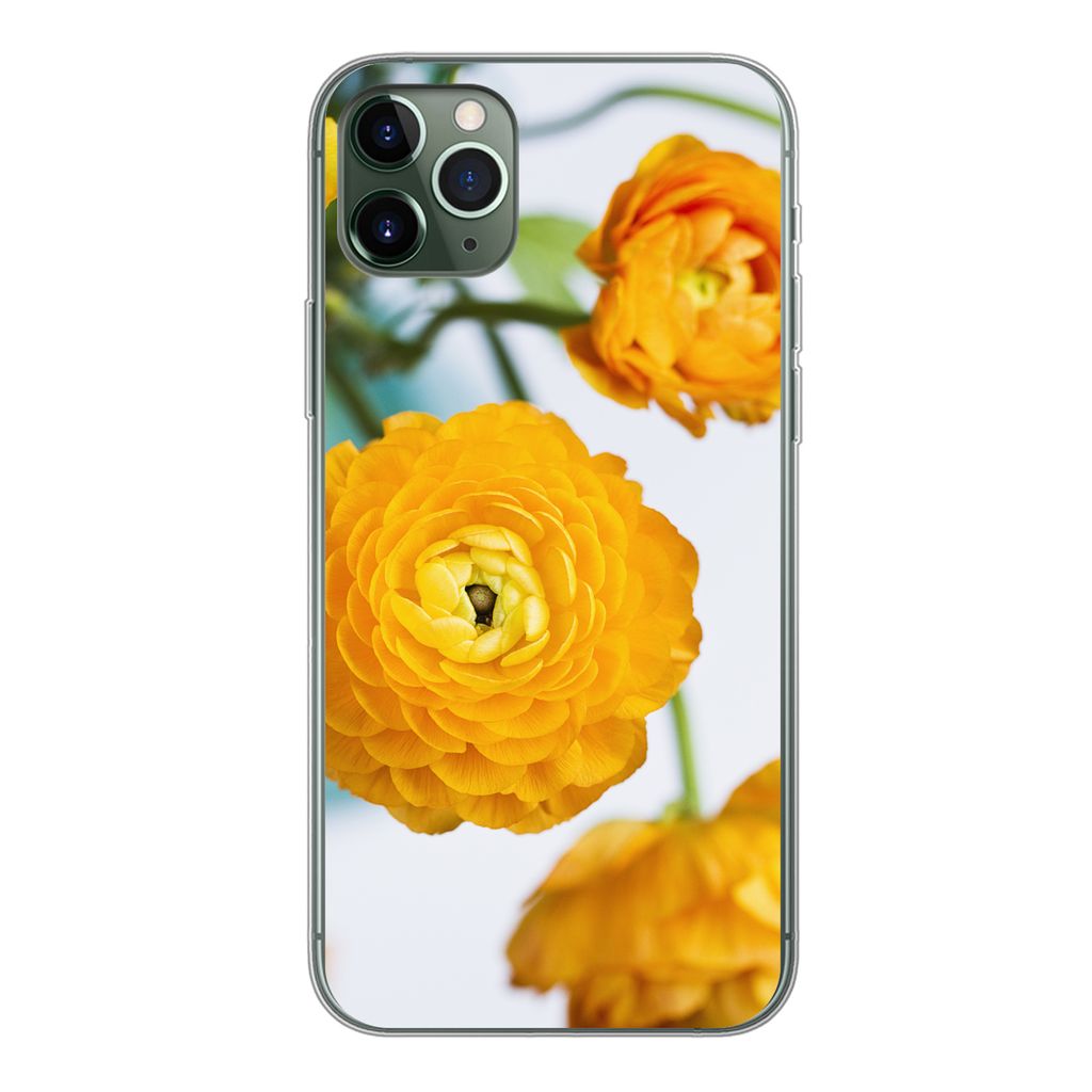 MuchoWow Handyhülle Schutzhülle Hülle für iPhone 11 Pro Max Blumen - Draußen - Orange Silikon Softcase Handy Hülle - Schutz