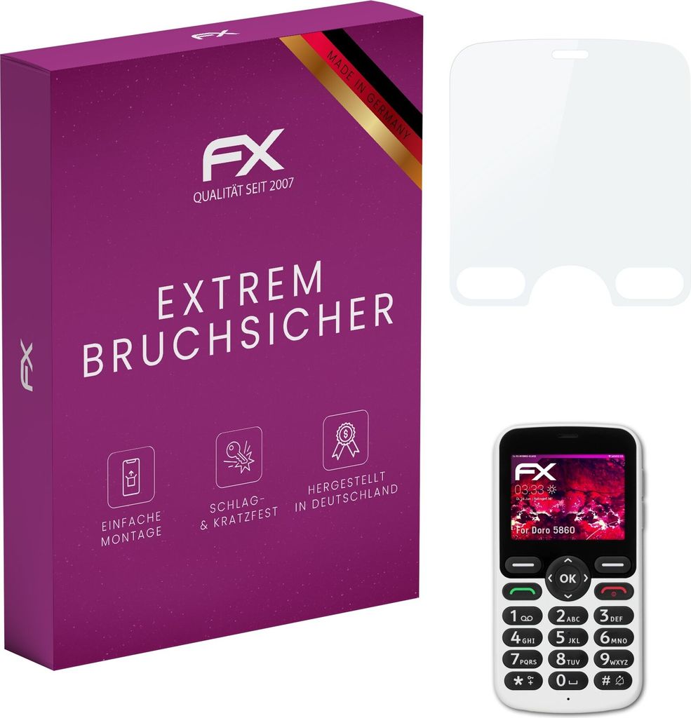 atFoliX FX-Hybrid-Glass Displayfolie kompatibel mit Doro 5860 Glasfolie