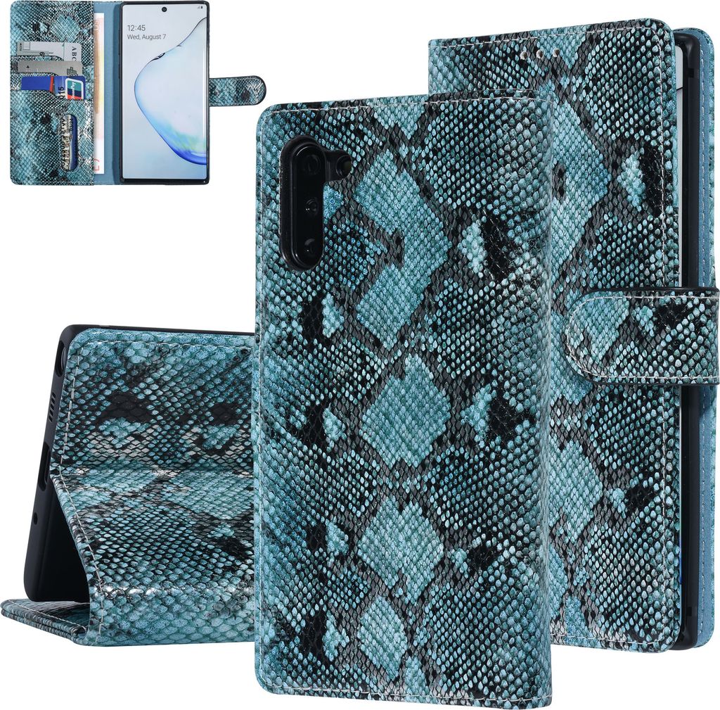 UNIQ Accessory Samsung Galaxy Note 10 Black and Green Snakeskin Book type case