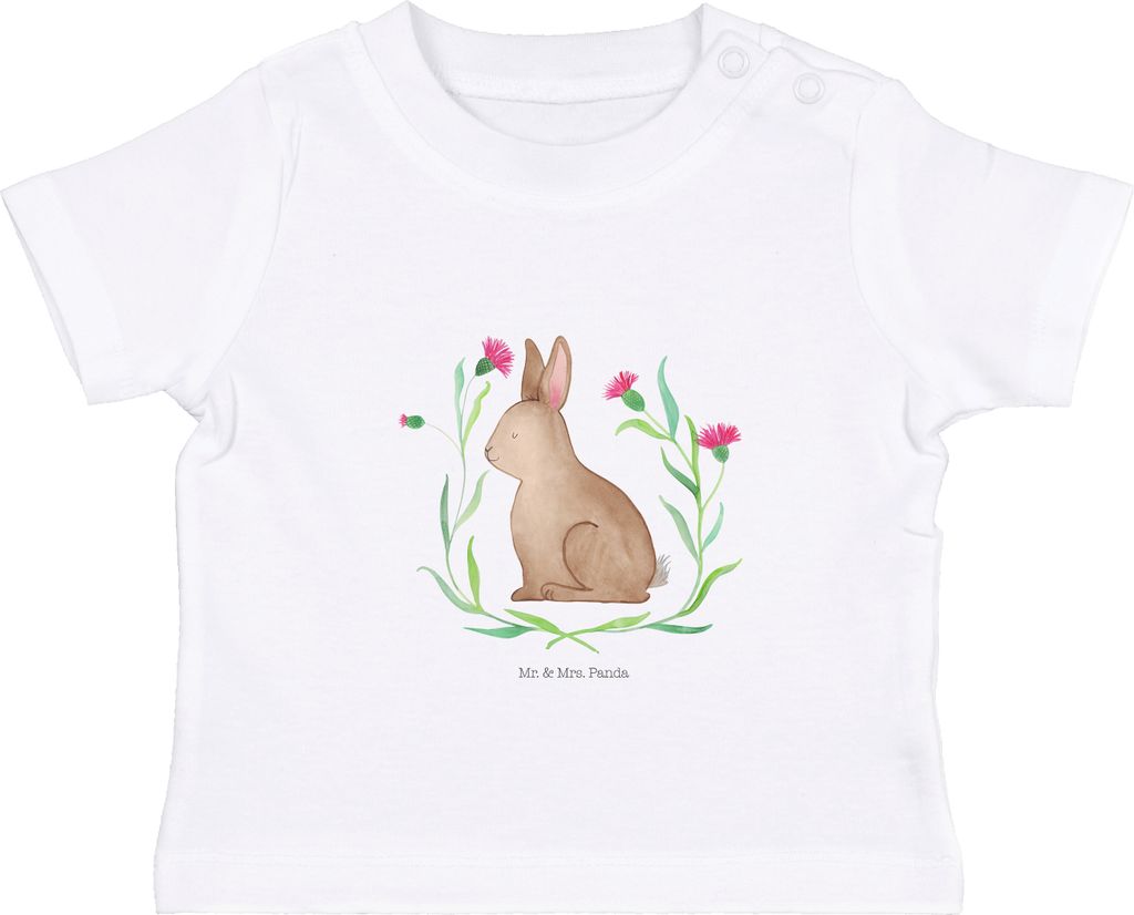 Mr. & Mrs. Panda Organic Baby Shirt Hase Sitzen 12. - 18. Monat - Weiß - Geschenk, Osterhase, Ostern, Kleinkind T-Shirt, Liebe, Kaninchen, Frohe, ...