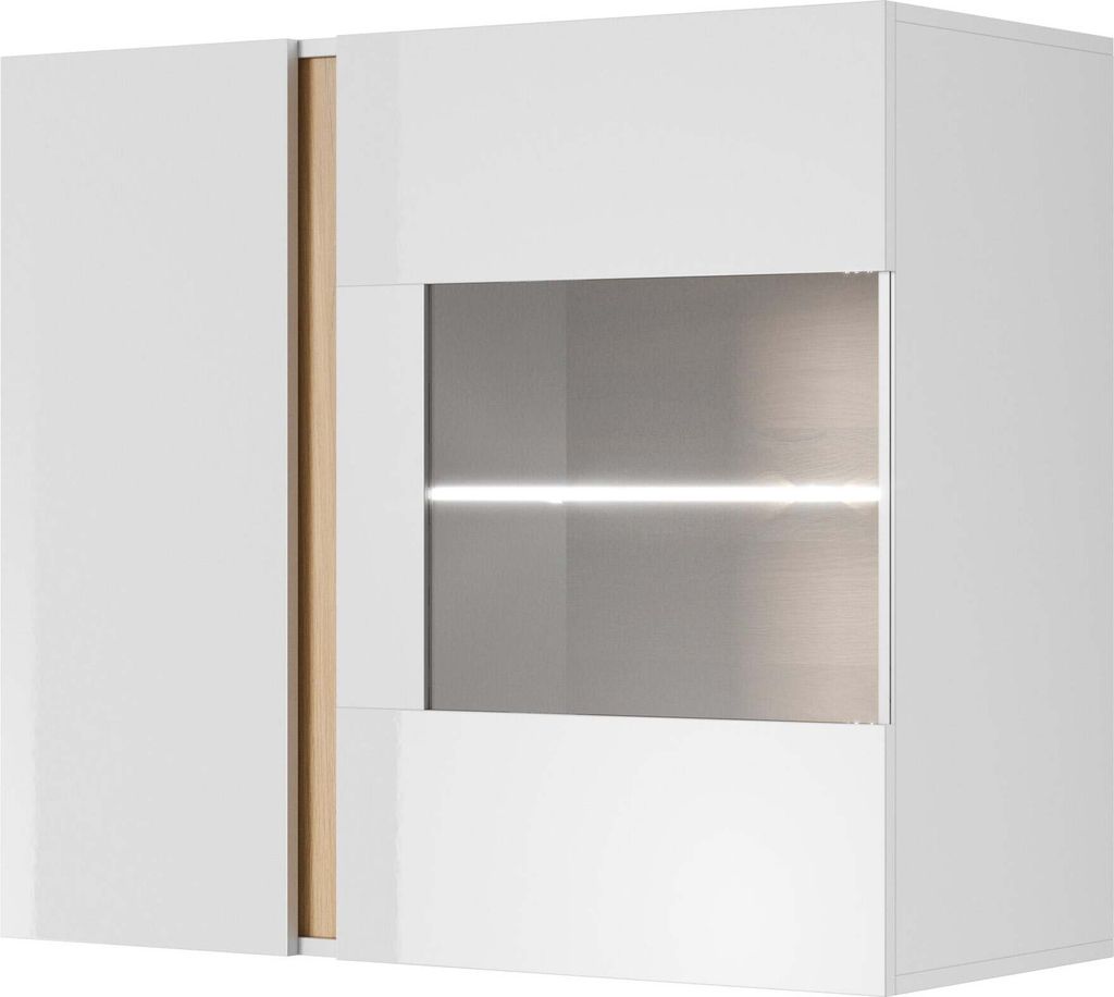 FURNLUX Vitrine Arcade Weiss 97cm / Hauptfarbe: Weiß / Abmessungen: 97 x 83 x 40 cm