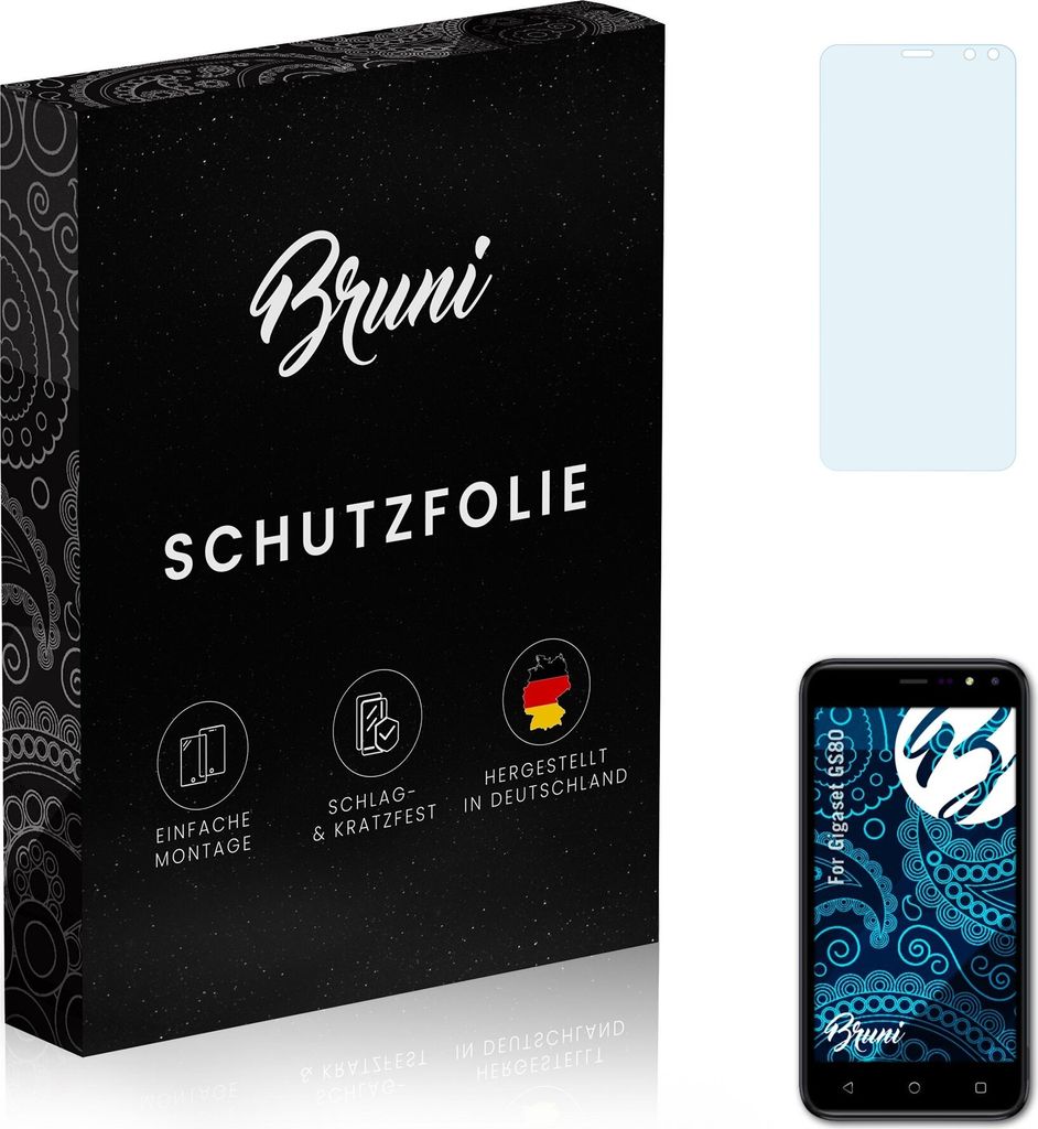 Bruni Basics-Clear 2x Schutzfolie kompatibel mit Gigaset GS80 Folie