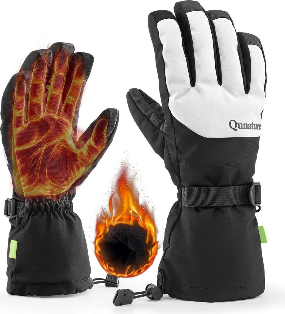 Qunature 1 paar Winter Skihandschuhe Winddichte Touchscreen Schneehandschuhe für Winter-Sports Weiß L