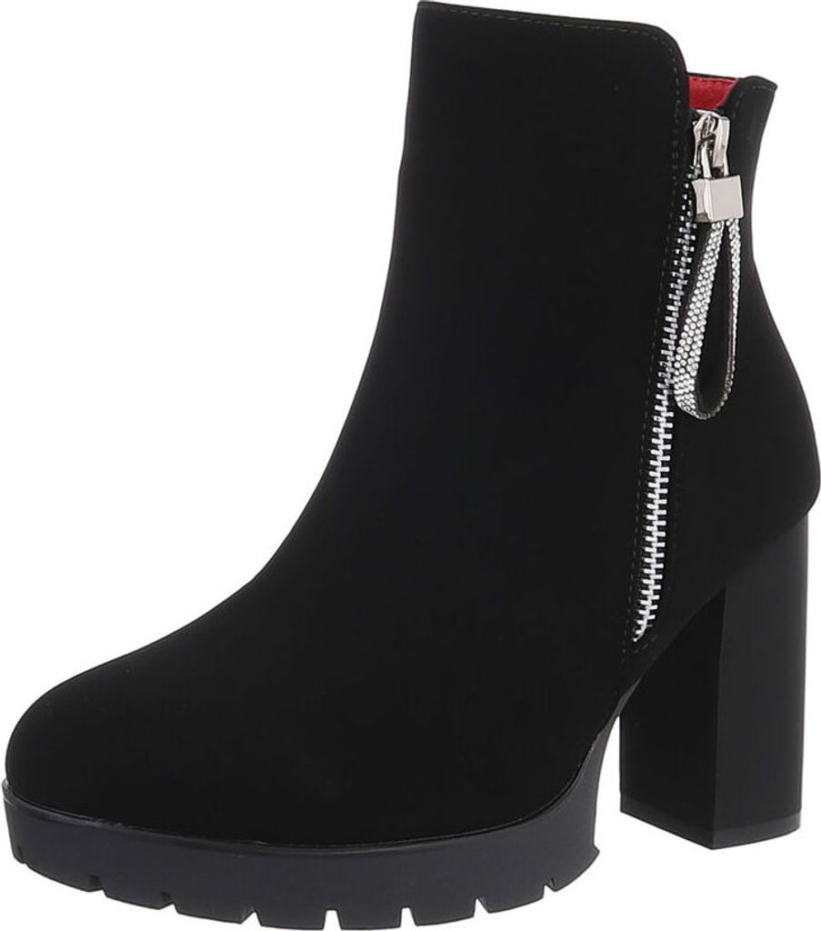 Ital-Design Damen Stiefeletten Leicht gefüttert Suede-look High-Heel Stiefeletten 87108558 Schwarz Gr. 36