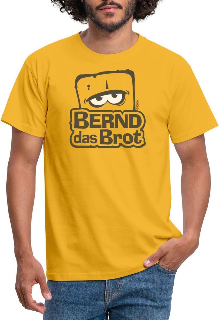 Spreadshirt Bernd Das Brot Logo Schwarz-Weiß Männer T-Shirt, XL, Gelb