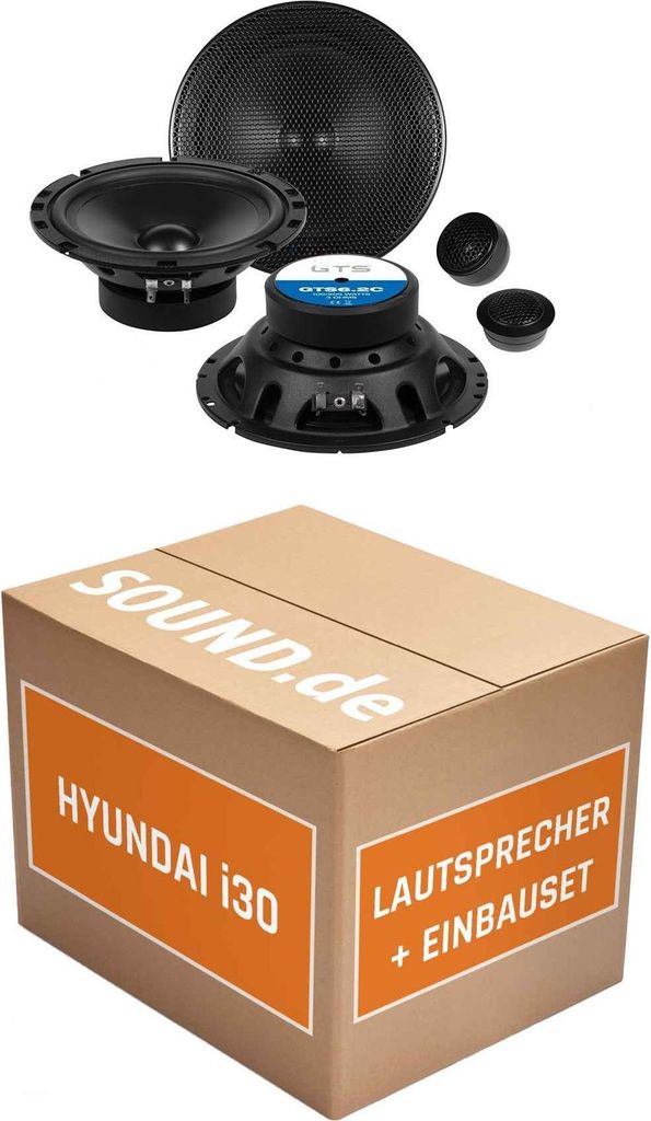Lautsprecher Boxen Einbaupaket vorne Crunch GTS passend für Hyundai i30 GD | 2x Tief-Mitteltöner 2x Hochtöner 4x Frequenzweiche