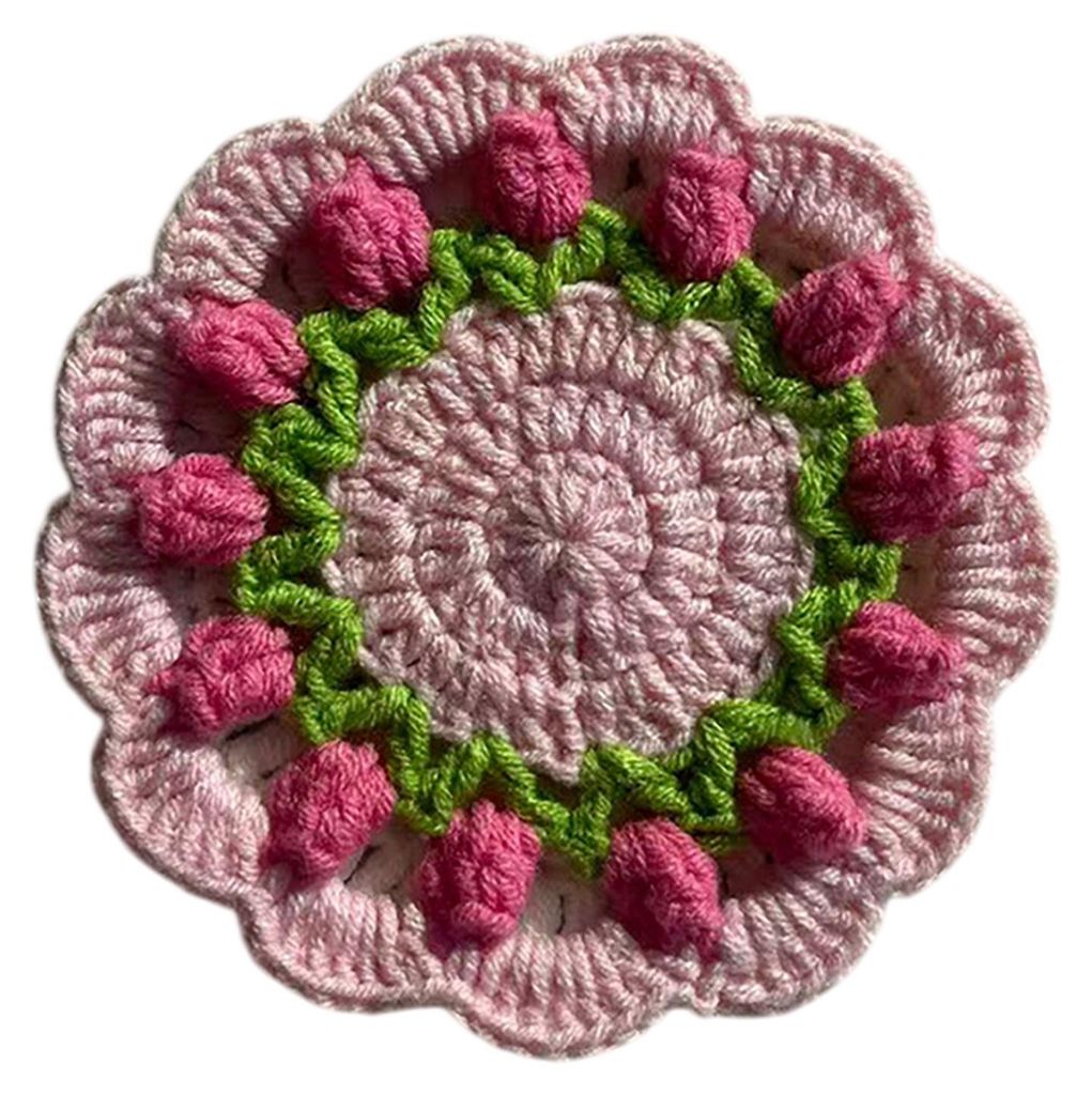 Handgefertigter gehäkelter Blumenuntersetzer, hitzebeständig, für Tassen und Gläser, weich, rutschfest, saugfähig, Tischschutzmatte, hübsche ...
