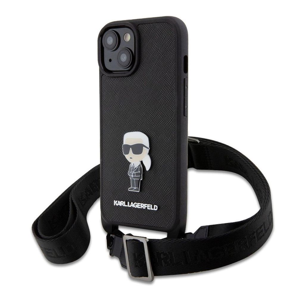 Karl Lagerfeld Saffiano Case Metal Ikonik iPhone 15 black Produktbild 