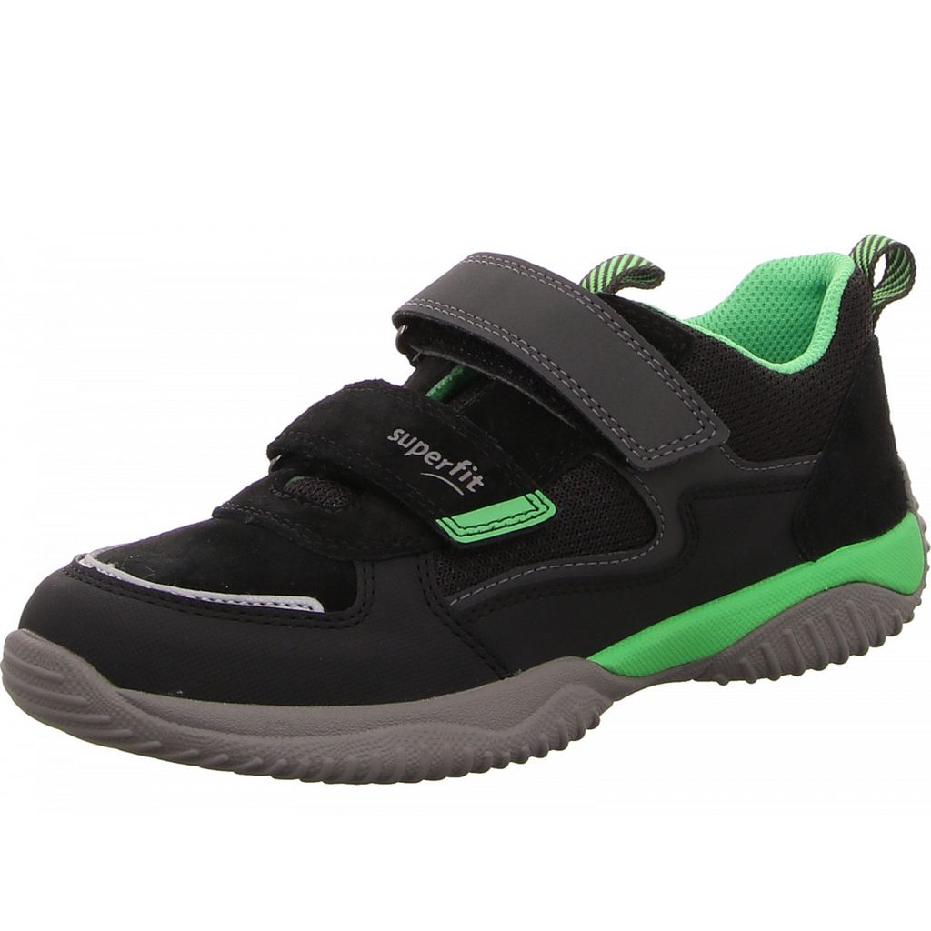 Superfit Storm Halbschuh Sneaker Leder Klett schwarz EUR 27