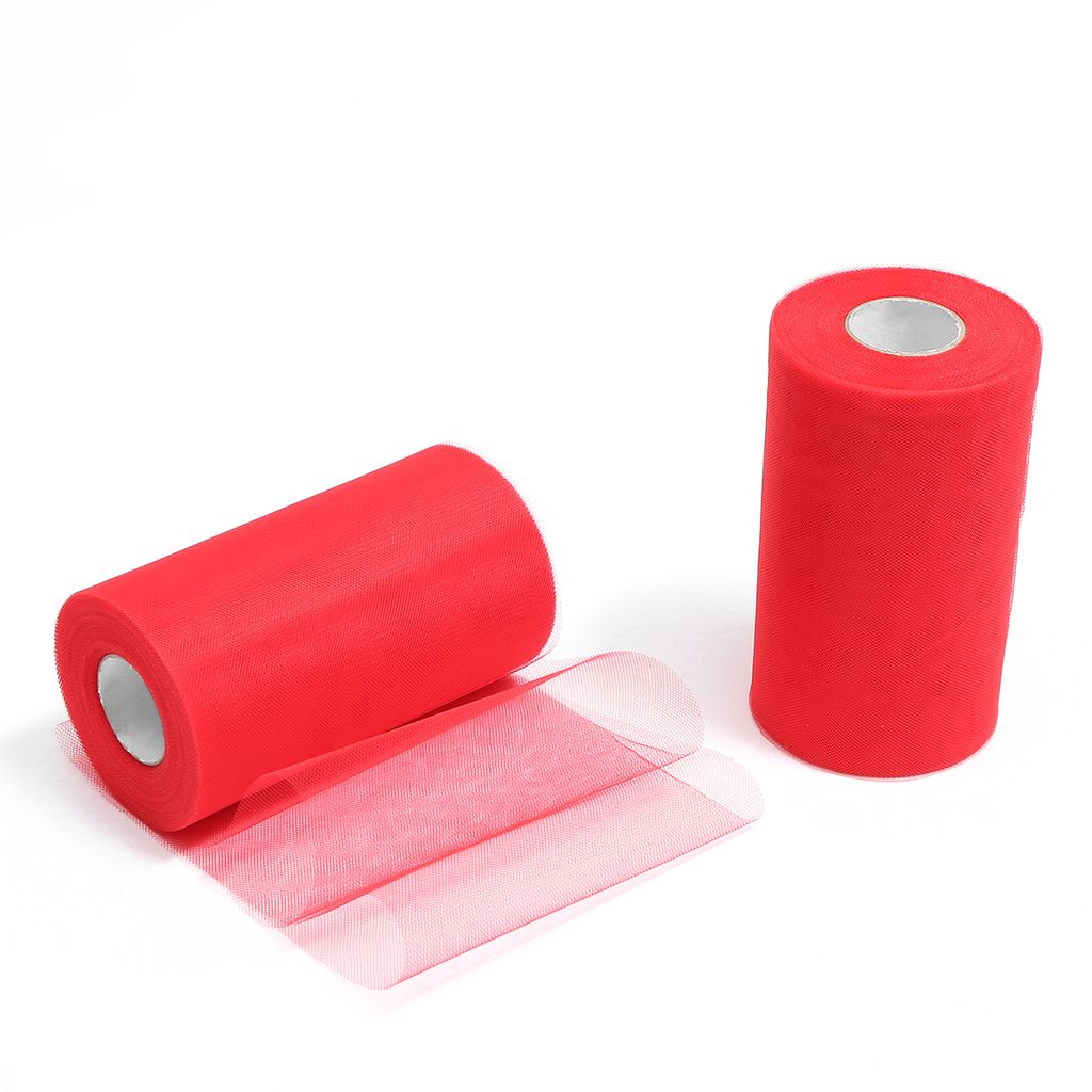 ZADAWERK Tüll - 15 cm x 45 m - Rot - 1 Rolle - Tisch-Deko - Hochzeit - Weihnachts-Tüll - Geschenk - Schleife - Schleier - Tutu - DIY Tüllrolle