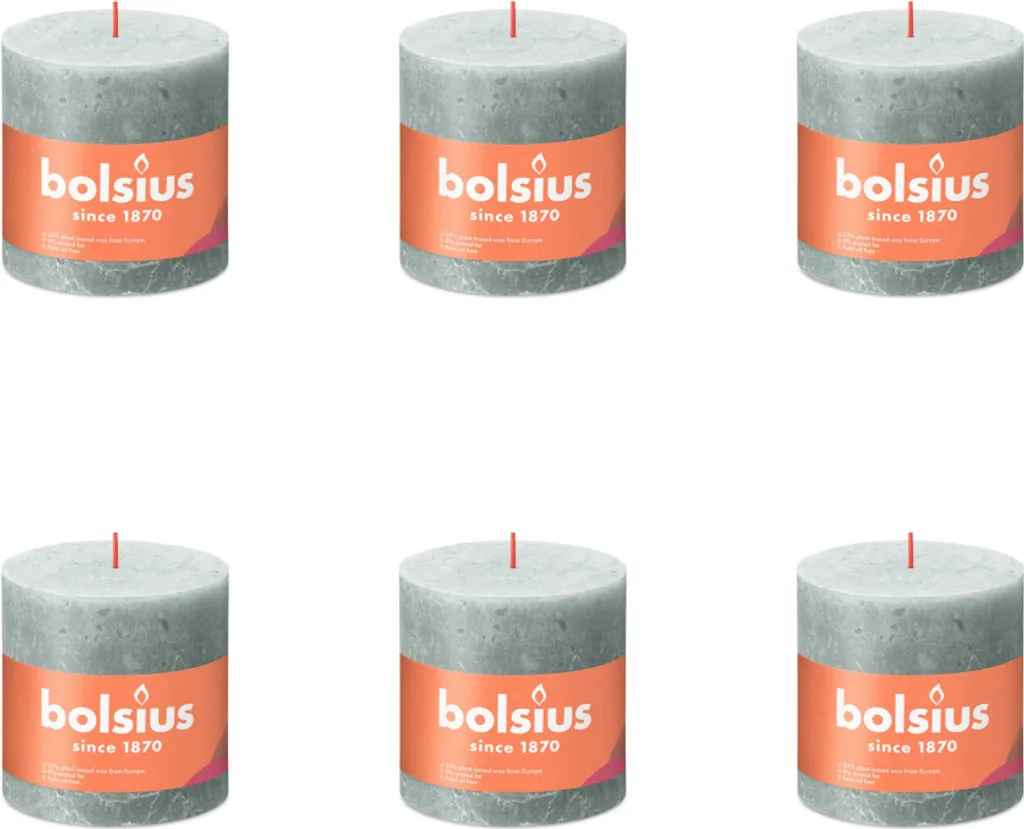 Bougies Rustiques Bolsius 100x100mm Vert Jade - Pack Avantage 6 Pièces