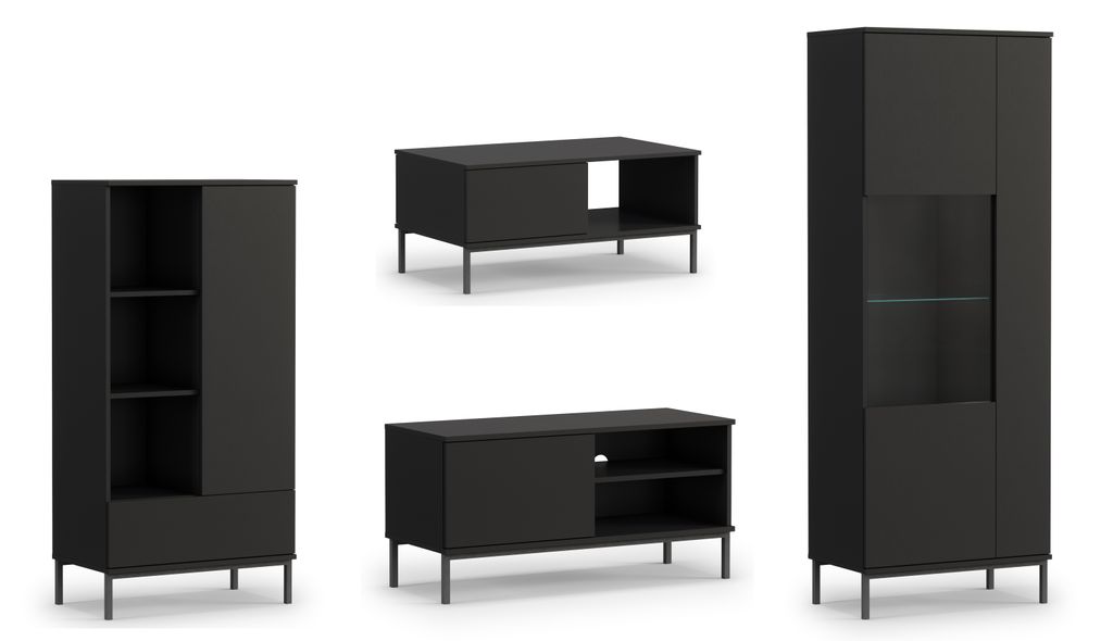 AX LIVING Möbel für das Wohnzimmer Queba 1 – Funktional Modern in Schwarz