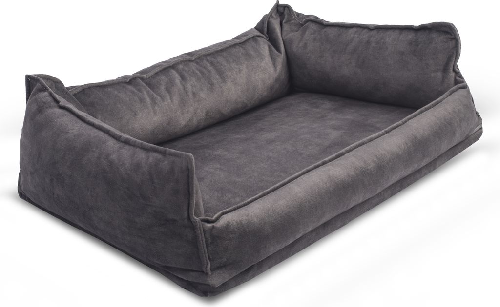 Orthopädisches Haustierbett Soffy Nest 70x90, Grau - Premiumbett für Hunde & Katzen, 100 % Latex, mit Rand, wasserdicht, atmungsaktiv – Letti M...