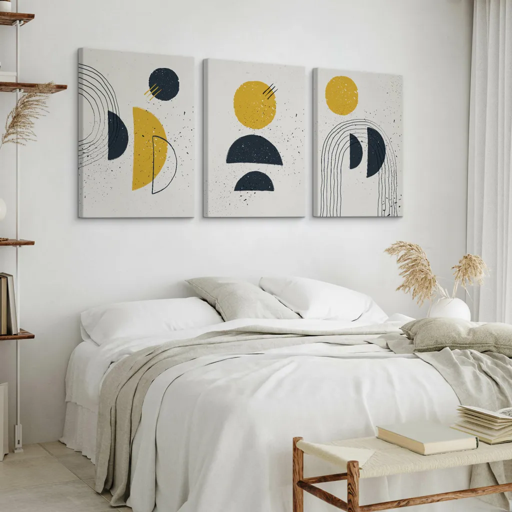 Décoration Murale Triptyque Abstraction Boho : Set de Toiles 30x40 cm - 9