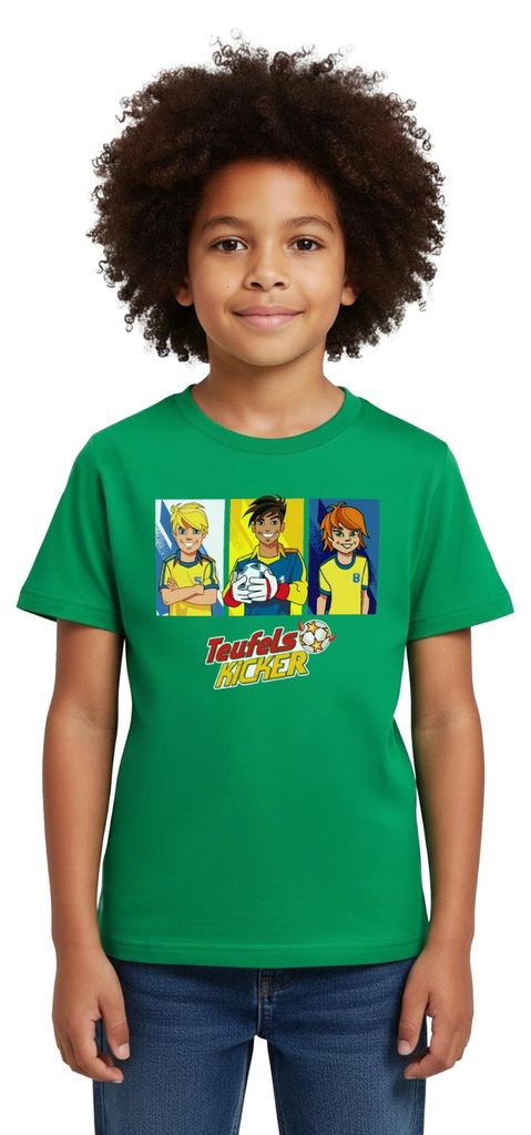 Spreadshirt Teufelskicker Moritz, Mehmet Und Catrina Kinder T-Shirt, 110/116 (5-6 Jahre), Kelly Green