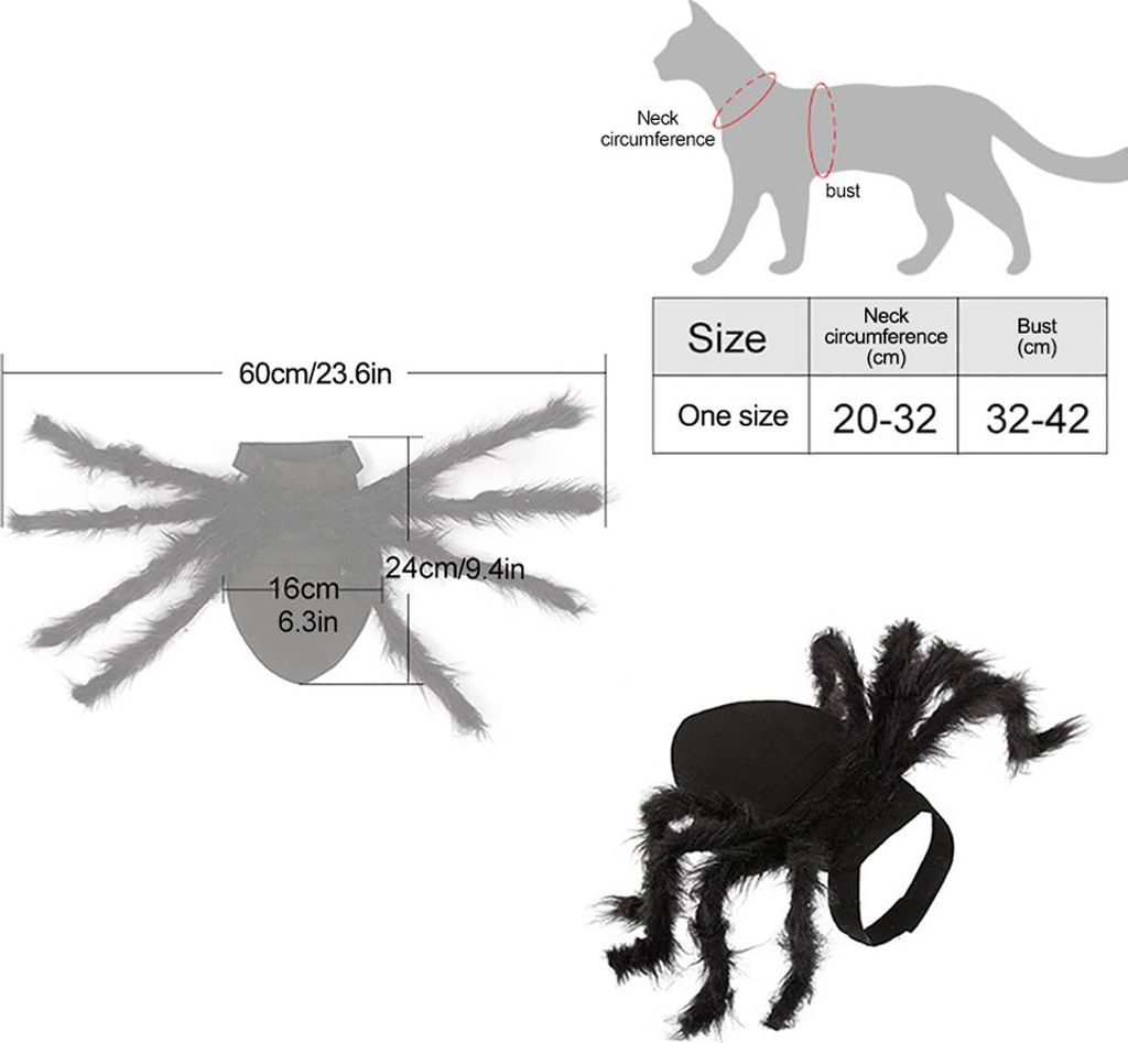 Haustier Spinne Kostüm Halloween Haustier Spinne Kleidung Hund Katze Horror Simulation Plüsch Spinnen Dress Up Kostüm
