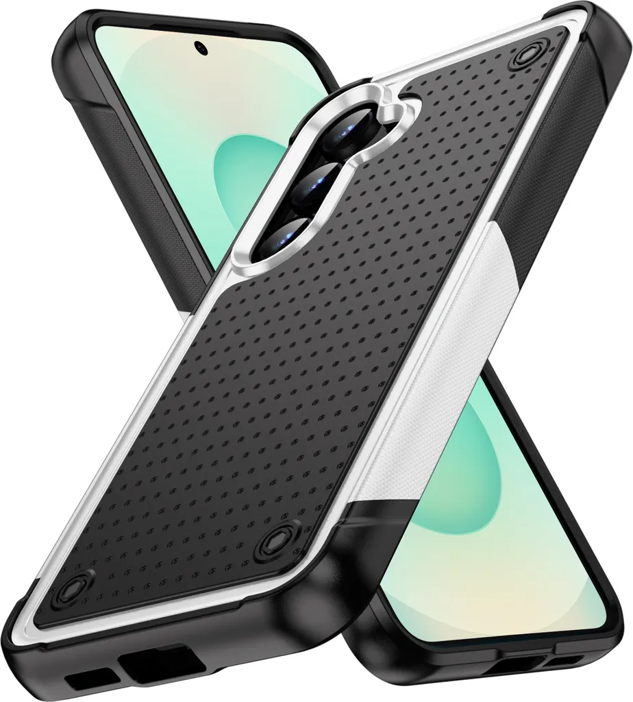 Custodia Samsung S25 Antiurto Hybrid PC TPU - Protezione Bianca e Nera
