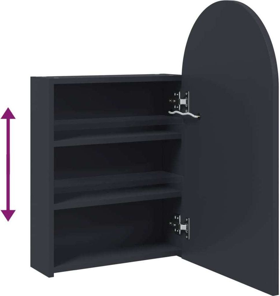 vidaXL Spiegelschrank mit LED-Beleuchtung Gewölbt Grau Produktbild 3
