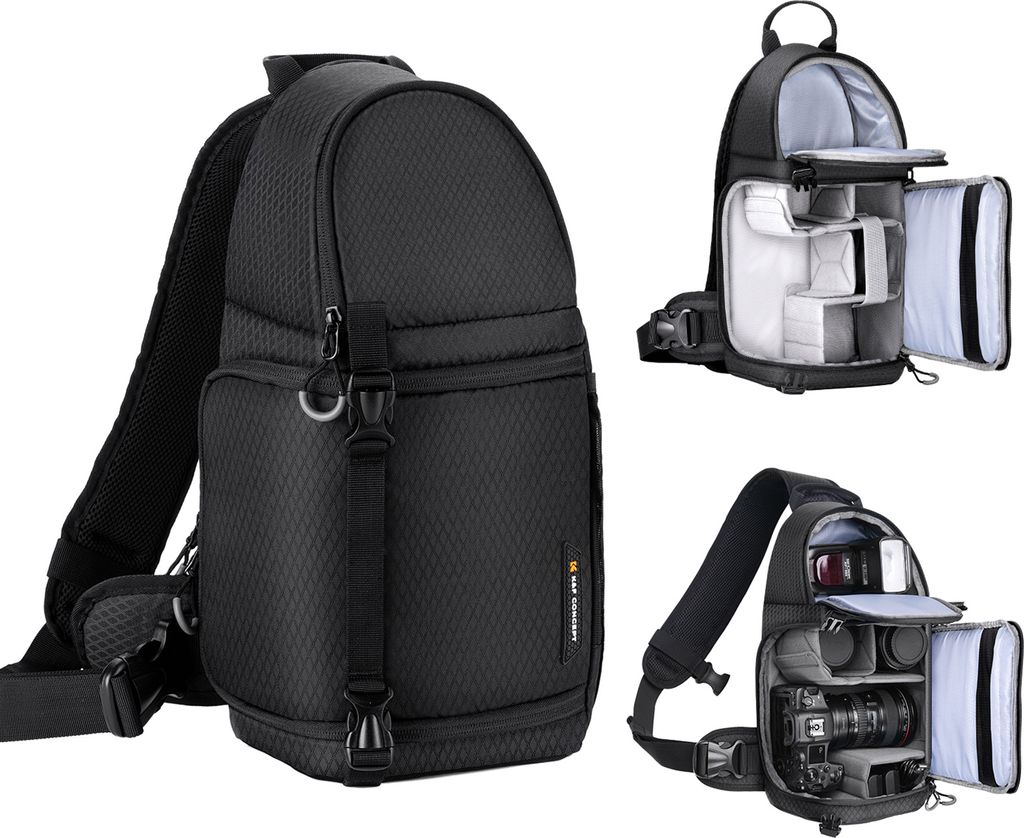 K&F CONCEPT Camera Sling Bag Stossfeste Kameratasche 10L Kapazitaet Kuriertasche fuer DSLR/SLR/Spiegellose Kameratasche mit herausnehmbaren Trennwa...